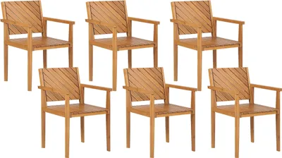 Obrázek produktu pro BELIANI Sada 6 zahradních židlí světlé akáciové dřevo s područkami moderní design zahrada terasa