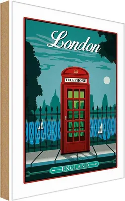 Produktbild von vianmo Holzschild 18x12 cm London red Telephone England Telefon