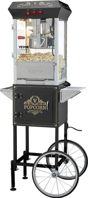 Obrázok produktu pre Stroj na výrobu popcornu s vozíkom  Stroj na výrobu popcornu 850 W 8 oz 48 šálok čierny