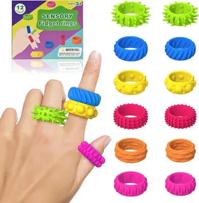 Productafbeelding van Sensorische fidget ringen speelgoed - Set van 12 - Anti-stress speelgoed - Stressvermindering voor autisme