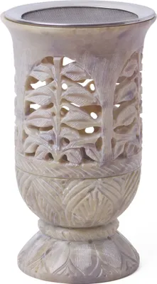Produktbild von Weihrauchbrenner Windlicht Madurai Softstone, Höhe 13 cm, Ø 9 cm mit Edelstahlsieb Ø 9 cm Fair Trade