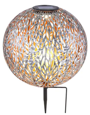 Produktbild von LED Solarleuchte, Kugel, Erdspieß, silber-grau, gold, H 38 cm