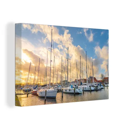 Zdjęcie produktu dla OneMillionCanvasses® - Obraz na płótnie - 150x100 cm, Morze - Żaglówka - Port, dekoracja ścienna z grafiką ścienną