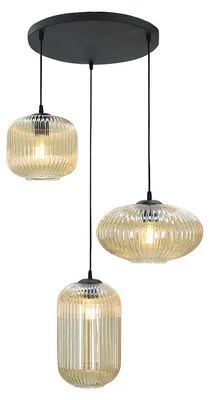 Produktbild von Olucia - CHARLOIS - Pendelleuchte - Bernstein/Schwarz - 3 Lampen