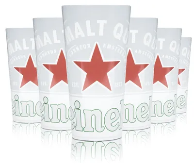 Produktbild von 6x Heineken Kunststoff Bier Becher Glas 0,5l Mehrweg Hartplastik Becher Gläser