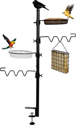 Productafbeelding van Famanu vogelbad en voederhuis 2-in-1 - Zwart