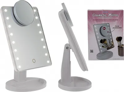 Zdjęcie produktu dla Lusterko do makijażu z oświetleniem LED i szkłem powiększającym.