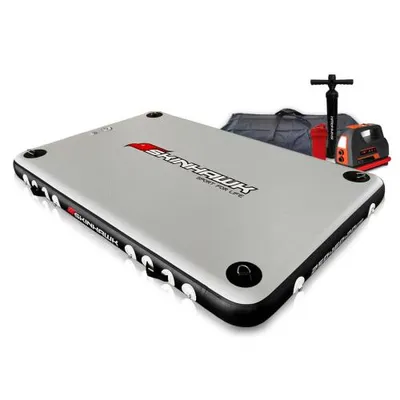 Produktbild von SKINHAWK Badeplattform 250cm x 160cm x 20cm Badeinsel Sonneninsel Bootsplattform - Set : SET mit elektrischer Hochdruckpumpe