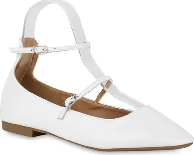 Produktbild von VAN HILL Damen Riemchenballerinas Ballerinas Klassische Eckige Schuhe 841159, Farbe: Weiß, Größe: 41