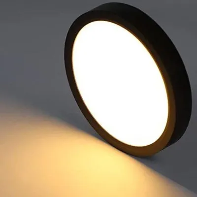 Obrázok produktu pre LED svietidlo do kúpeľne a na balkón – okrúhle – čierne – vodotesné – Ø 17 cm – 8 W, teplá biela