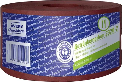 Produktbild von AVERY Zweckform Bon Rollen Getränkemarken 57 x 30 mm rot 2 Rollen à 1.000 Stück