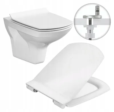 Produktbild von WC Sitz - Toilettensitz Slim - Weiß - 42,5 × 35,5 Cm - Selbstschließend - Antibakterielle Beschichtung - Toilettendeckel