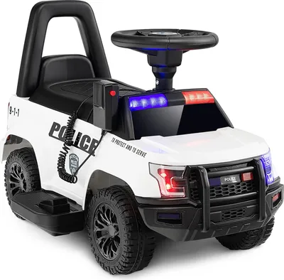 Produktbild von GOPLUS Kinder Elektroauto Polizei, 6V Kinderfahrzeug mit Megaphon, Sirene, Licht & Musik, Geschenk, Kinderauto für Kinder von 18-60 Monaten