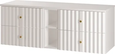 Produktbild von Waschtischunterschrank 140 cm breit inkl. Waschtischplatte in weiß matt AQUINO-140