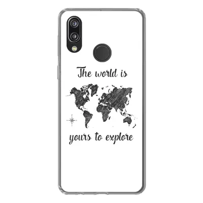 Produktbild von MuchoWow® Handyhülle Schutzhülle Hülle für Huawei P20 Lite (2020) Weltkarte - Schwarz - Sprichwörter Silikon Softcase Handy Hülle - Kartenhalter