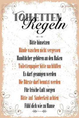 Produktbild von vianmo Holzschild 30x20 cm lustig Toiletten Regeln