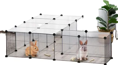 Zdjęcie produktu dla Klatka dla małych zwierząt, 27 paneli, 140 x 70 x 70 cm, przezroczysta, przezroczysta, 140x70x70 cm