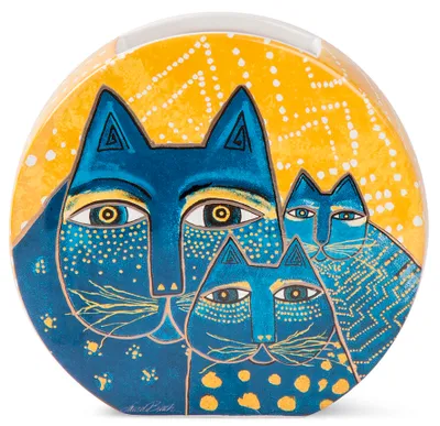 Immagine prodotto di Gilde Laurel Burch, Vase, "Fantastic Felines", Keramik, blau, gelb, weiß, , L. 4,5 cm, B. 17 cm, H. 16 cm 81364/Abverkauf nur solange Vorrat reicht
