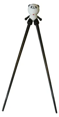 Produktbild von 067 Essstäbchen Chopsticks + 1 Clip Essstäbchenhelfer aus Gummi, Motiv Panda