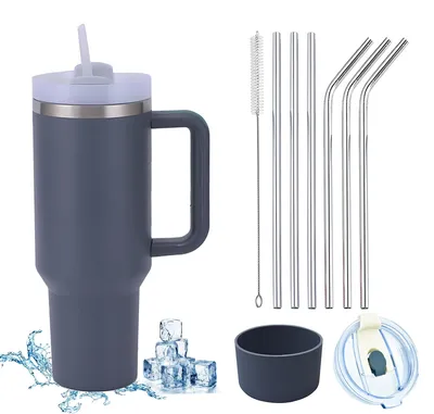 Thermosbecher 10-tlg. Set, Edelstahl, doppelwandig, 1200 ml, dunkelgrau