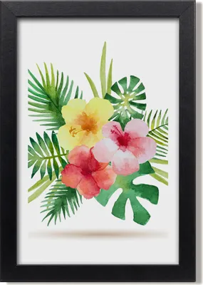Produktbild von Bild 20x30 MDF-Rahmen, Wandkunst Hawaii Blumen