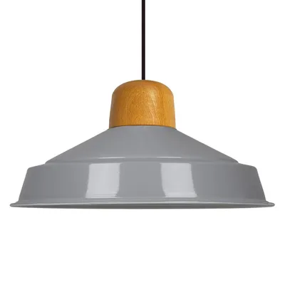 Produktbild von Pendelleuchte Asletl Deckenpendelleuchte aus Holz 41cm Grau Metall Vintage Lampe