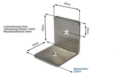 Produktbild von Edelstahl Winkel 45x45x40mm eckig Lochwinkel Montagewinkel Verbinder