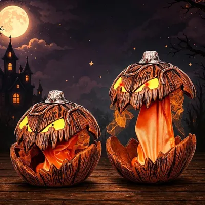Halloween-Pumkin animatronic, geräuschaktiviert, 20-35 cm