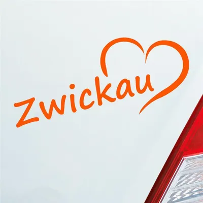 Produktbild von Auto Aufkleber Zwickau Herz Stadt City Liebe Love Heimat 19x8 cm Orange Sticker Heckscheibenaufkleber
