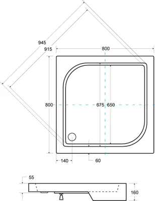 Produktbild von Duschwanne Quadratisch 80x80x16 Sanitäracryl Duschtasse Steinoptik Schwarz | Ablaufgarnitur & Füßen im SET | Anti-Rutsch Duschbecken | BADLAND OSKAR