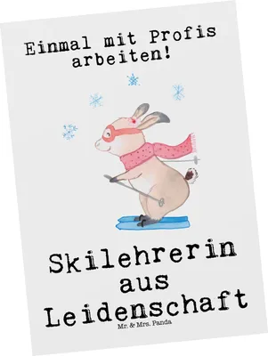 Produktbild von Mr. & Mrs. Panda Postkarte Skilehrerin Leidenschaft - Weiß - Geschenk, Postkarten, Ansichtskarten, einzelkarte, Fotokarte, Ansichtskarte