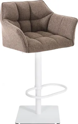 Produktbild von CLP Barhocker Damaso mit Stoffbezug drehbar und höhenverstellbar bis 240 kg terrabraun Gestell Farbe weiß