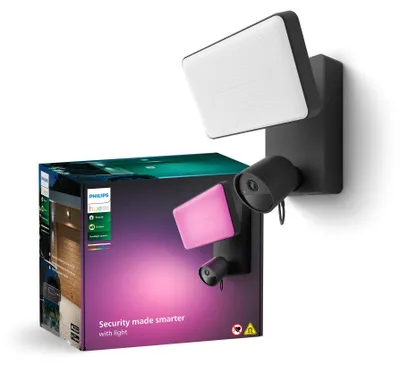 Produktbild von Philips Hue Secure Outdoor Flutlicht mit integrierter Kamera, Schwarz
