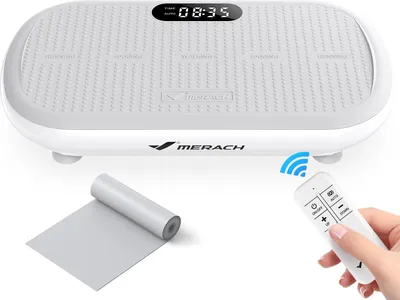 Image de Plateforme Vibrante MERACH, Télécommande, Écran LED, Bluetooth, 10 Vitesses, 11 Programmes, Silencieuse, Capacité 200 kg