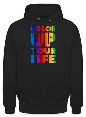Produktbild von Spreadshirt Color Up Your Life Regenbogen Typografie Uni Hoodie, 4XL, Schwarz