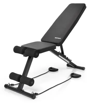Produktbild von Meteor Verstellbare Trainingsbank DDS 500, klappbar, 7-fach Rückenlehne, mit Expanderbändern, Stahl, bis 200 kg, Schwarz