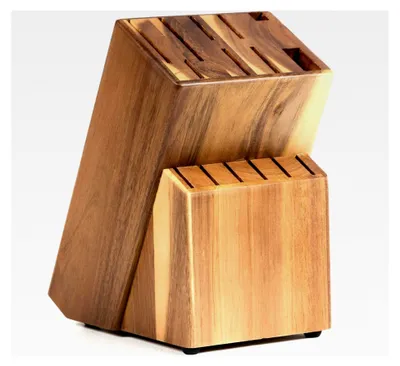 Produktbild von Messerblock aus Akazienholz | Messerhalter mit 15 Schlitzen für Kochmesser | Unbestückter Messerblock aus Holz | Geeignet für 15 Messer und Wetzstahl | Messerhalter für Küchenmesser | 13 x 19 x 22 cm