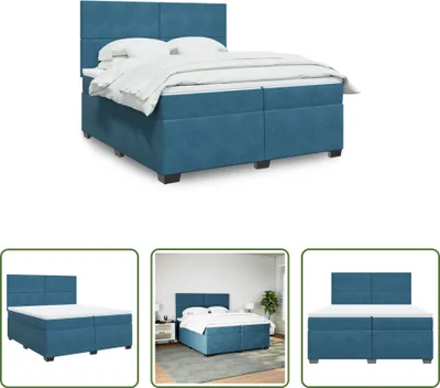 Produktbild von The Living Store Boxspringbett mit Matratze Blau 200x200 cm Samt