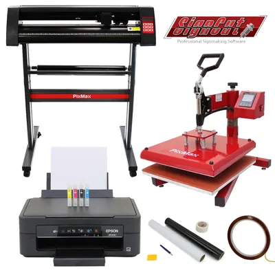 Produktbild von 38-cm-Schwenkpresse, 720-mm-Vinylschneider, Drucker und Entgitterungsset