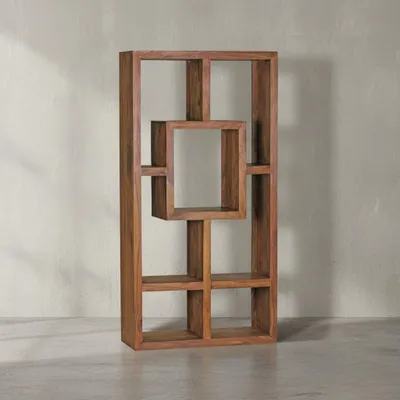 Bücherregal NAKO Sheesham-Holz_ 90x180 cm_ Landhaus-Stil_ Ablagefächer - KADIMA DESIGN_Größe_ 90x35x180 cm_#sku_BARWL1.375#