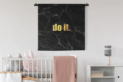 Produktbild von MuchoWow® Wandteppich Wandbehang Zitate - Motivation - Gold - Marmor 90x90 cm Tapisserie Dekoration Wandtuch - Wandaufhänger
