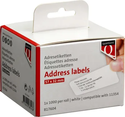 Immagine prodotto di Quantore - Etichette adesive 11354 57 mm x 32 mm Indirizzo bianco 1000 pezzi