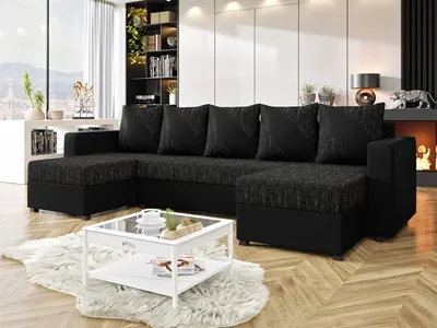 Obrázek produktu pro Sedací souprava do U na každodenní spaní NORSJO - černá  / černá