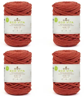 Image de 4 pelotes de DMC Eco Vita-12 – fil de coton recyclé (4 mm) composé à 80 % de coton et à 20 % de polyester (couleur 105)