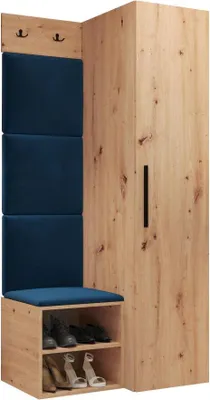 Produktbild von MIRJAN24 Garderoben-Set Medi III, Schuhschrank, Kleiderhakenbrett, 4x Paneel 42x42, 2 Kleiderhaken (Farbe: Artisan Eiche, Manila 26)