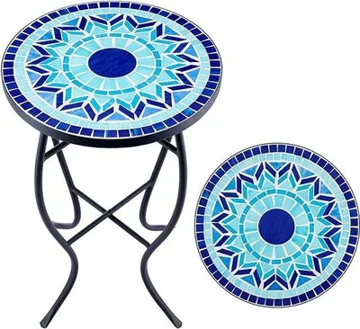 Productafbeelding van Famanu bijzettafel met mozaïekblad - 35,5 x 35,5 x 54,5 cm