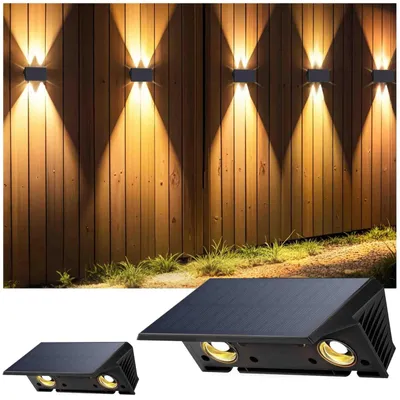 Immagine prodotto di Lampada solare da parete per esterni - Luce bianca calda - 3000 K - 100 lumen - Set da 2 pezzi - IP67