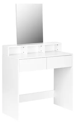 Imagen del producto de ModernHome PWJJDT0070 Tocador grande y moderno con espejo y cajones, blanco