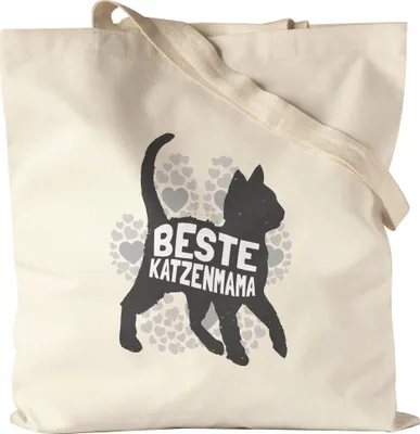 Produktbild von Beste Katzenmama Jutebeutel Stoffbeutel Canvas Katzen-Mama Geschenk Katzenliebhaber Katzenbesitzer Katzen Kätzchen