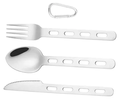 Immagine prodotto di Set di posate da campeggio portatile, con coltello, forchetta e cucchiaio